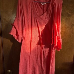 Lucky Brand Pink Textured V-Neck Dress